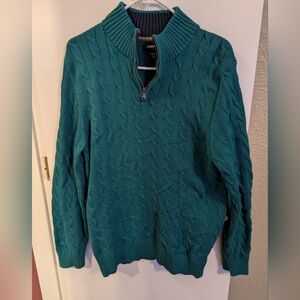 Lands' End Men's Teal Cable Knit Sweater